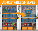 Upgraded Tall & Wide Metal Storage Cabinet with Doors & 4 Adjustable Shelves | Heavy-Duty Black Lockable Garage Cabinet with Wheels & Pegboard for basenji