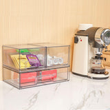 Vtopmart 2 Pack Stackable Makeup Organizer Storage Drawers, 4.4'' Tall Acrylic Bathroom Organizers,Clear Plastic Storage Bins For Vanity, Undersink, Vtopmart