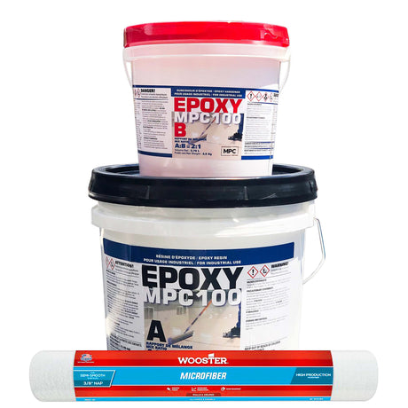 Clear Epoxy Resin Coating for Floors & Counter Tops, 100% Solids, Self Leveling - 3 Gallon Kit & 18in Roller Master Protective Coatings