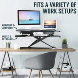 TechOrbits Standing Desk Converter-32-inch Height Adjustable, MDF Wood, Sit Riser-Black, 32" TechOrbits