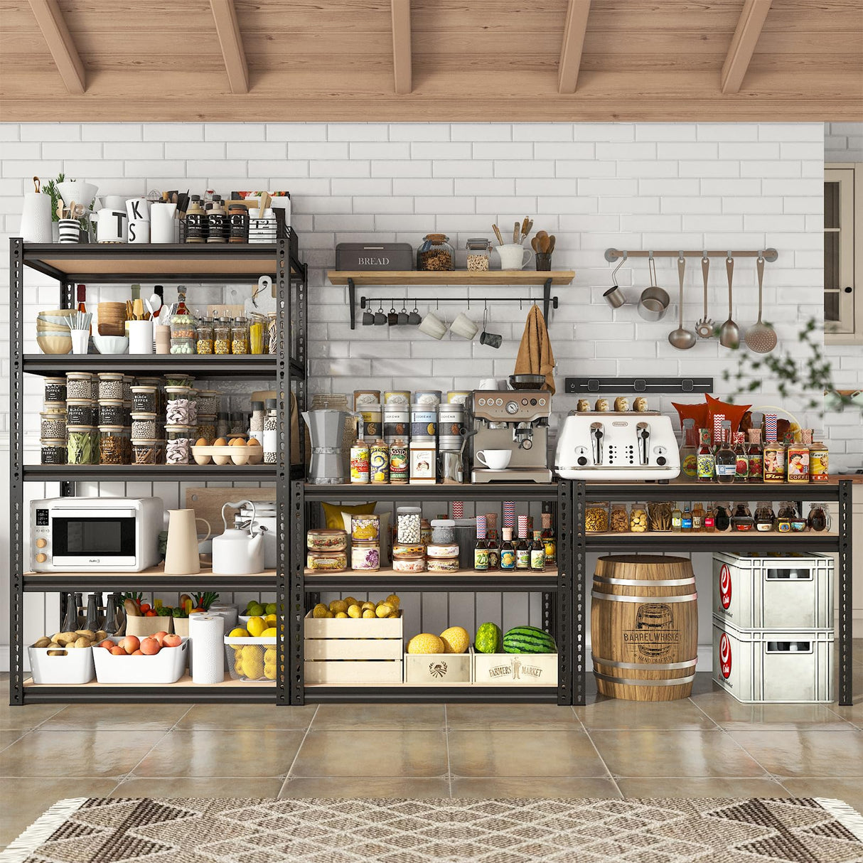 REIBII 72" H Garage Shelving Heavy Duty Storage Shelves 2000LBS Adjustable 5 Tier Metal Storage Shelving for Garage Storage Shelving Unit for REIBII