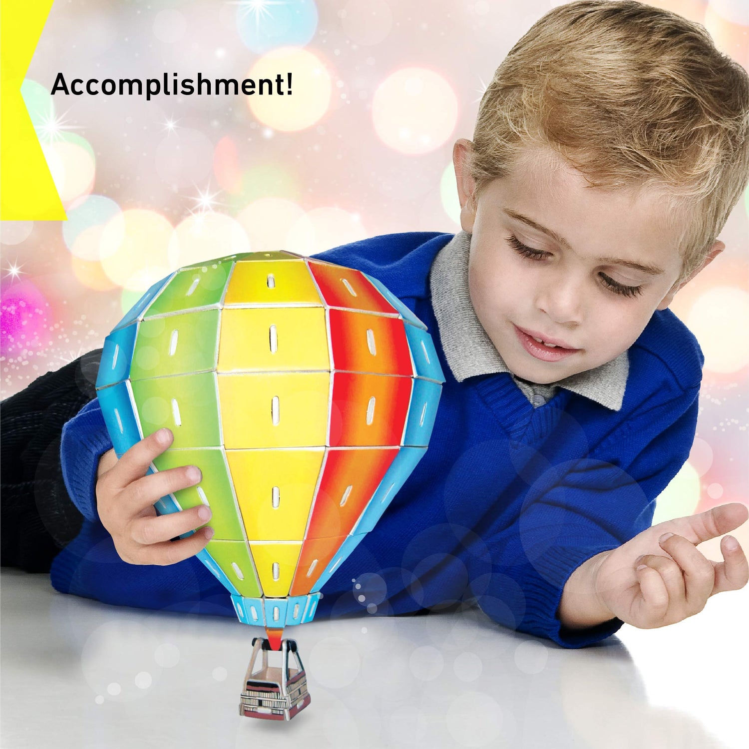 Puzzled Hot Air Ballon Pre-Colored 3-D Wooden Puzzle Construction Kit - Air Planes/Vehicles Theme - Affordable Gift for Kids and Adults - Item #C1403 - WoodArtSupply