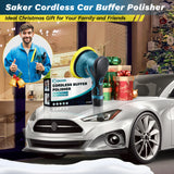 Saker Mini Cordless Buffer Polisher - 6 Inch Portable Polishing Machine Kit for Car Detailing, with 1PC 12V 2000mAh Rechargeable Battery, Extra 10 Saker