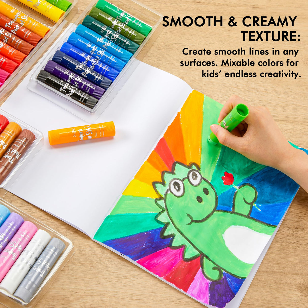 Tempera Paint Sticks, 40 Colors Solid Tempera Paint for Kids, Super Quick Drying, Works Great on Paper Wood Glass Ceramic Canvas Shuttle Art
