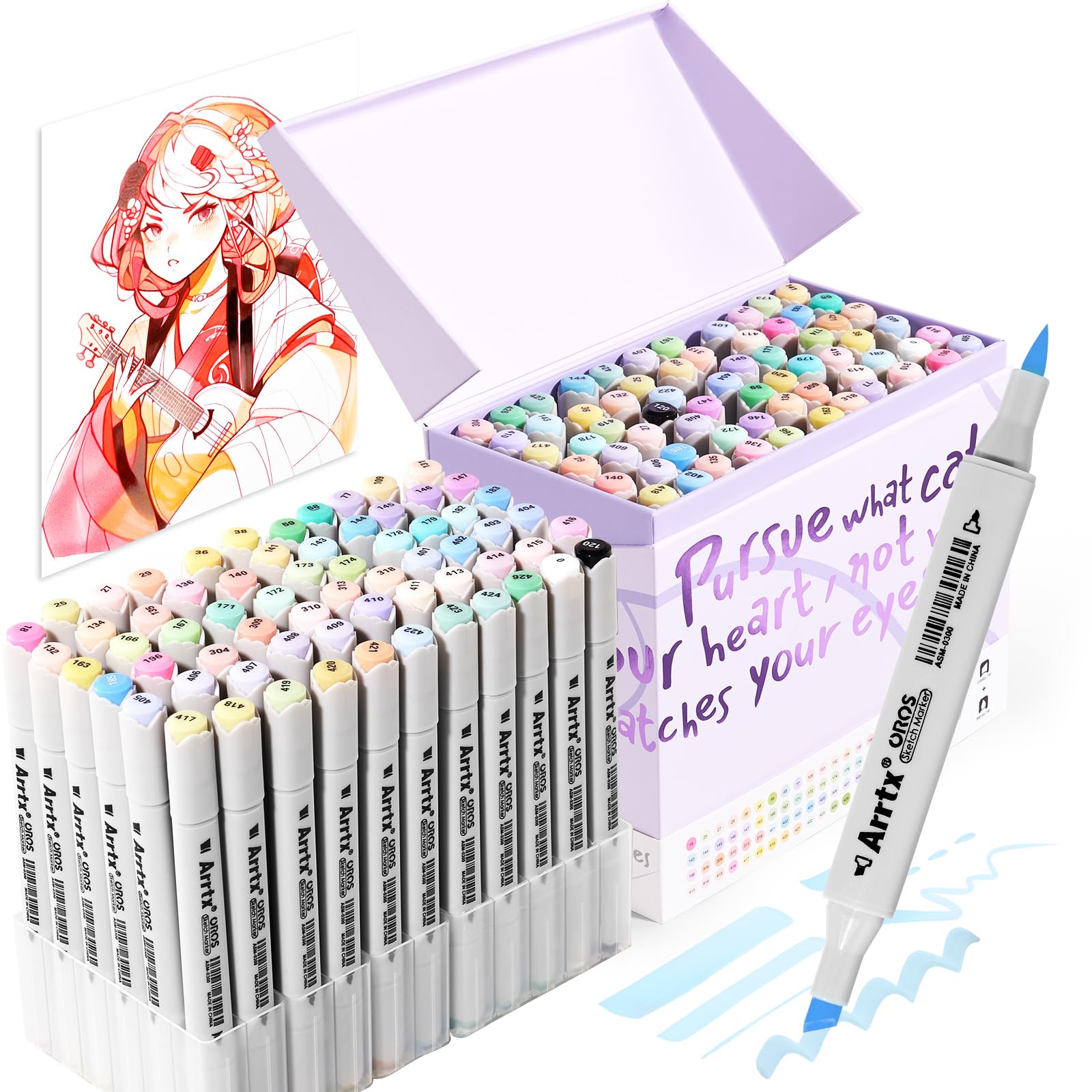 Arrtx OROS 40 Pastel Colors Brush Markers Set Alcohol-based Stable