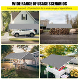 DWALE 10 x 20 Ft Carport,Replacement Canopy Cover Garage Top Tent Shelter Tarp,Grey with 48 Ball Bungee Cords Waterproof & UV Protected (Only Tarp DWALE