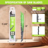 WORKPRO 6" Wood Pruning Reciprocating Saw Blade Set, 5TPI Pruning Saw Blades for Tree Pruning, Wet Wood Cutting with Organizer Case, Durable & Sharp, WORKPRO
