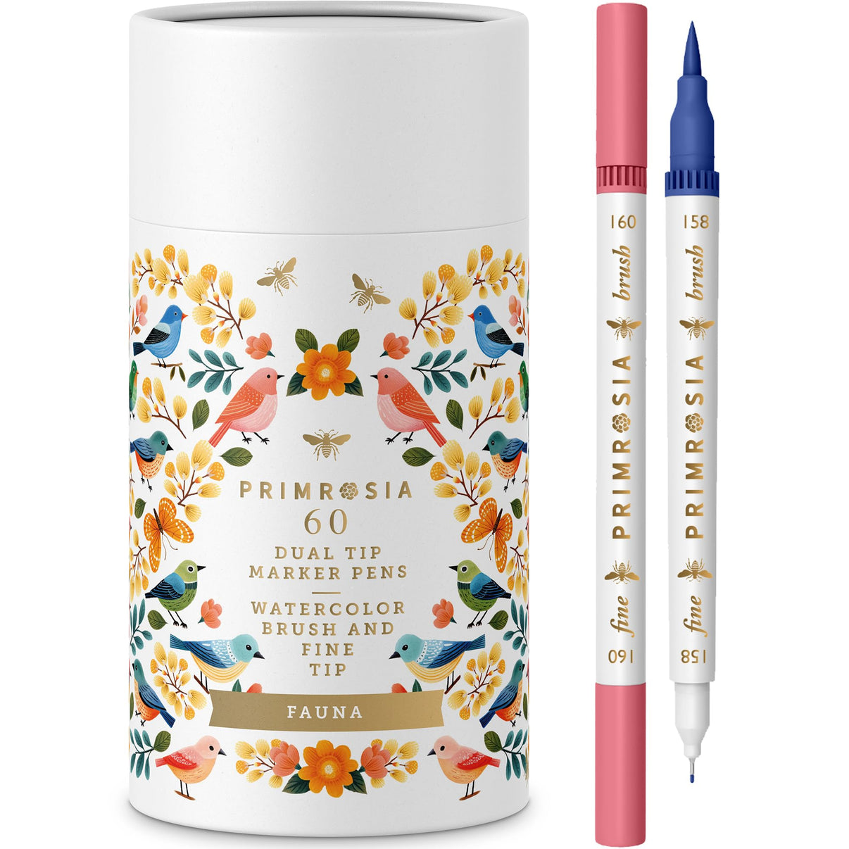 Primrosia Fauna 60 Dual Tip Watercolor Brush and Fine Tip Pens