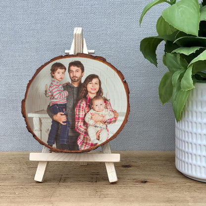 Personalized Picture Frame Album Custom Photo Printing on Wood Slices Customized Photograph On Wood Artwork Crafts Desktop Decoration with Stand