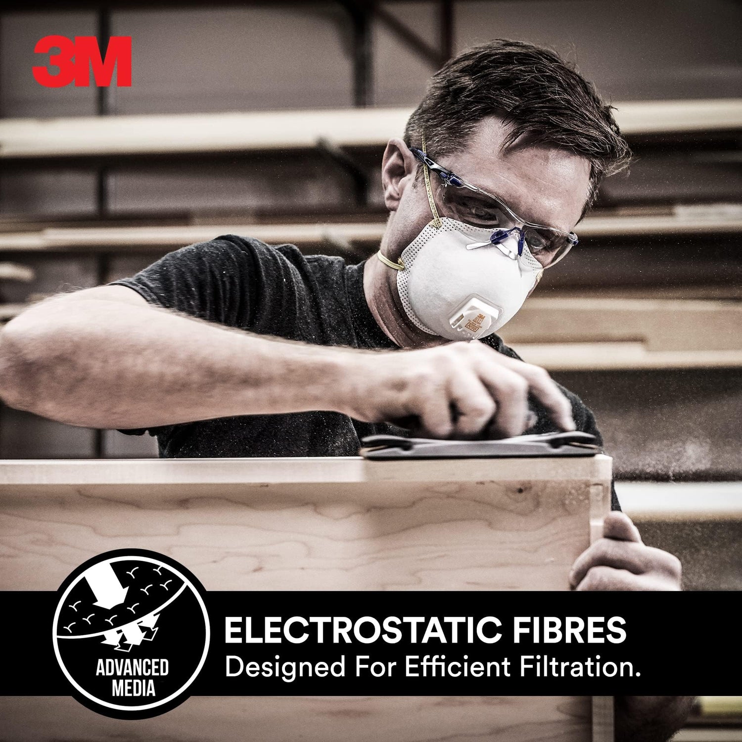 3M All-In-One Respirator, Best for Sanding, Fiberglass, Drywall, Painting, N95, Exhalation Valve Helps Direct Exhaled Air Downward, Relief From Dusts 3M Safety