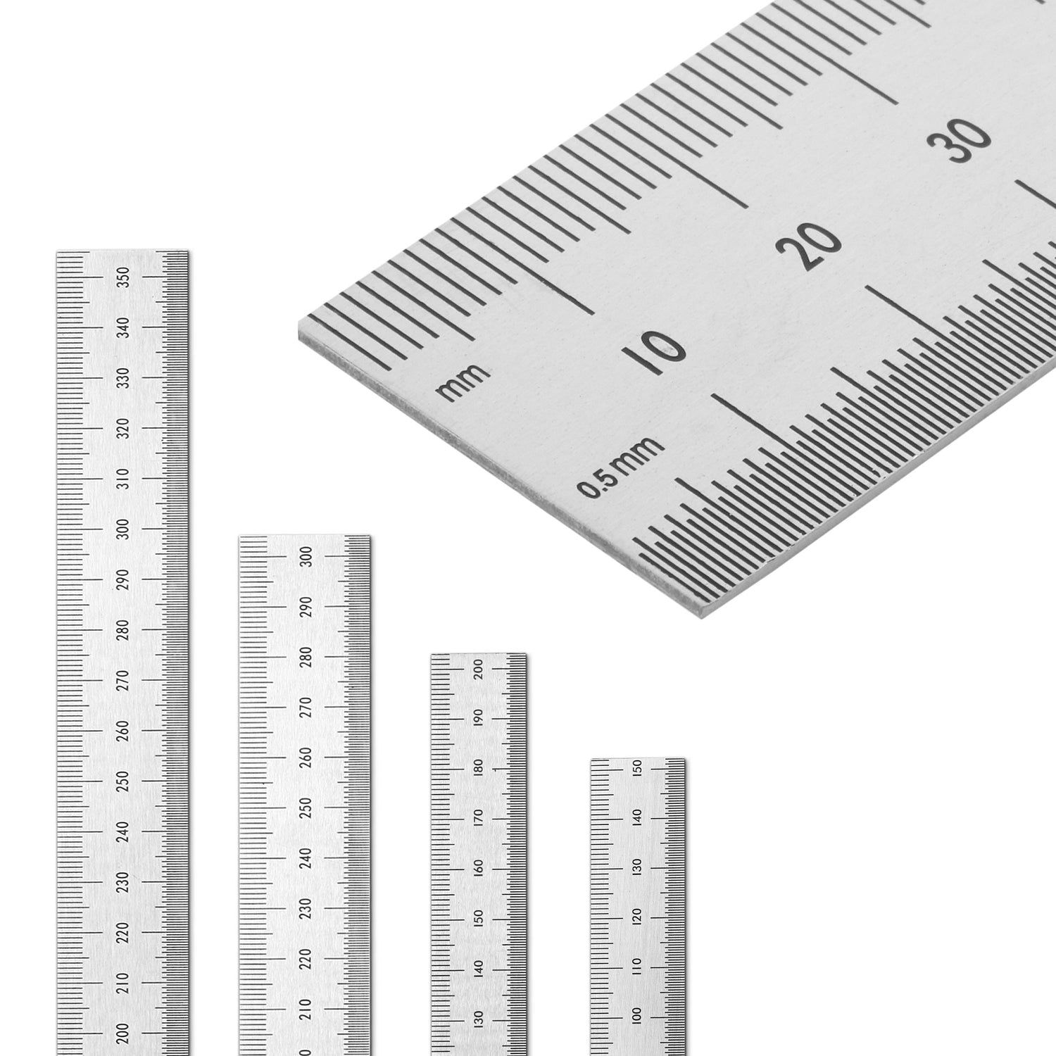 Mr. Pen- Machinist Ruler, 4 Pack (6, 8, 12, 14 inch), Metric Ruler, Millimeter Ruler, (1/64, 1/32, mm and .5 mm), 6 inch Ruler, Stainless Steel Ruler Mr. Pen