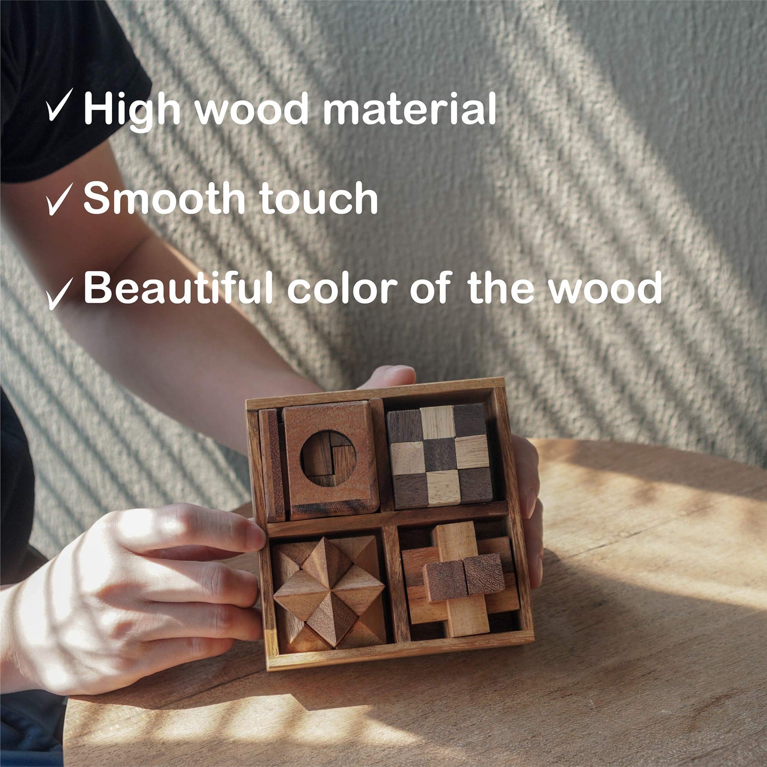 BSIRI 4-in-1 Wooden Puzzle Box Set – Challenging 3D Brain Teasers for Adults BSIRI