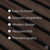 SLATPANEL Two Acoustic Wood Wall Veneer Slat Panels - Natural Walnut | 94.49” x 12.6” Each | Soundproof Paneling | Interior Sound Absorption Decor | Slatpanel