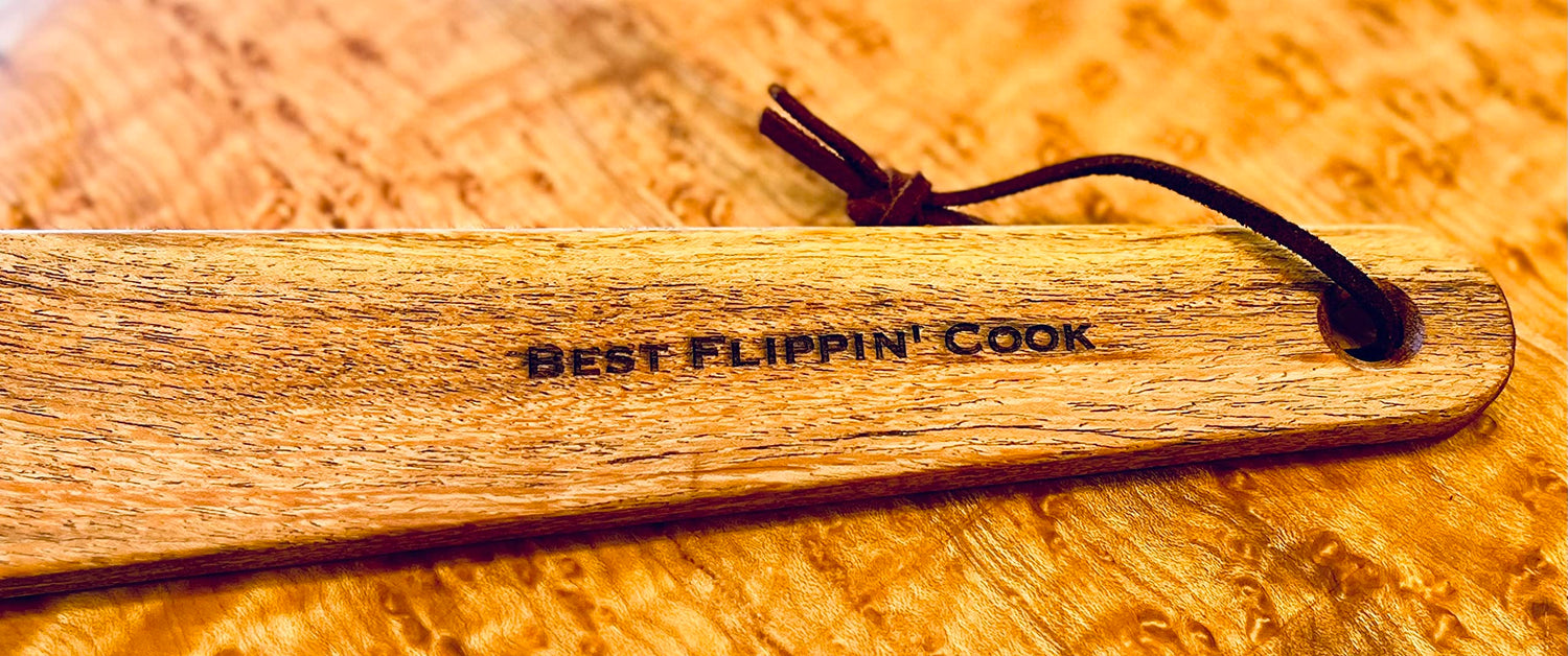 COWBOY SPATULA Mesquite Wood - TEXAS SLIM Handmade in Texas, Made in USA. Perfect cast iron, steel and non-stick cookware, Personalize it with an WoodArtSupply
