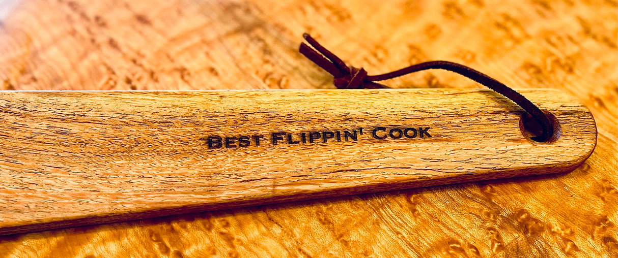 COWBOY SPATULA Mesquite Wood - TEXAS SLIM Handmade in Texas, Made in USA. Perfect cast iron, steel and non-stick cookware, Personalize it with an WoodArtSupply