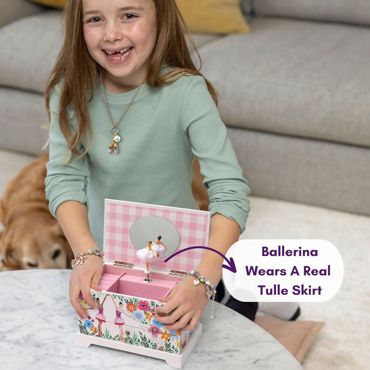 ABI + OLIE Ballerina Kids Jewelry Box for Girls - Little Girls Jewelry Box - Musical Jewelry Box for Girls 4-12 - Music Boxes for Girls - Perfect ABI + OLIE