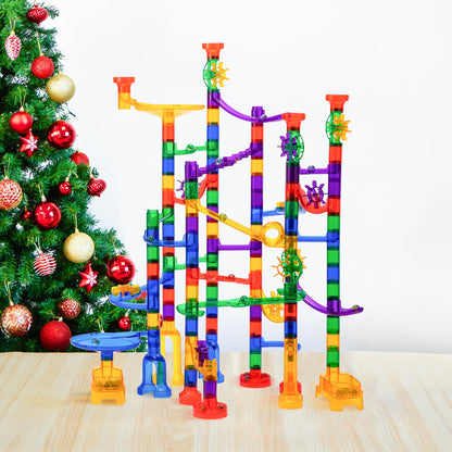 JOYIN 170Pcs Marble Run Premium Toy Set, Construction Building Blocks Toys, STEM Educational Building Block Toy(120 Plastic Pieces + 50 Glass - WoodArtSupply