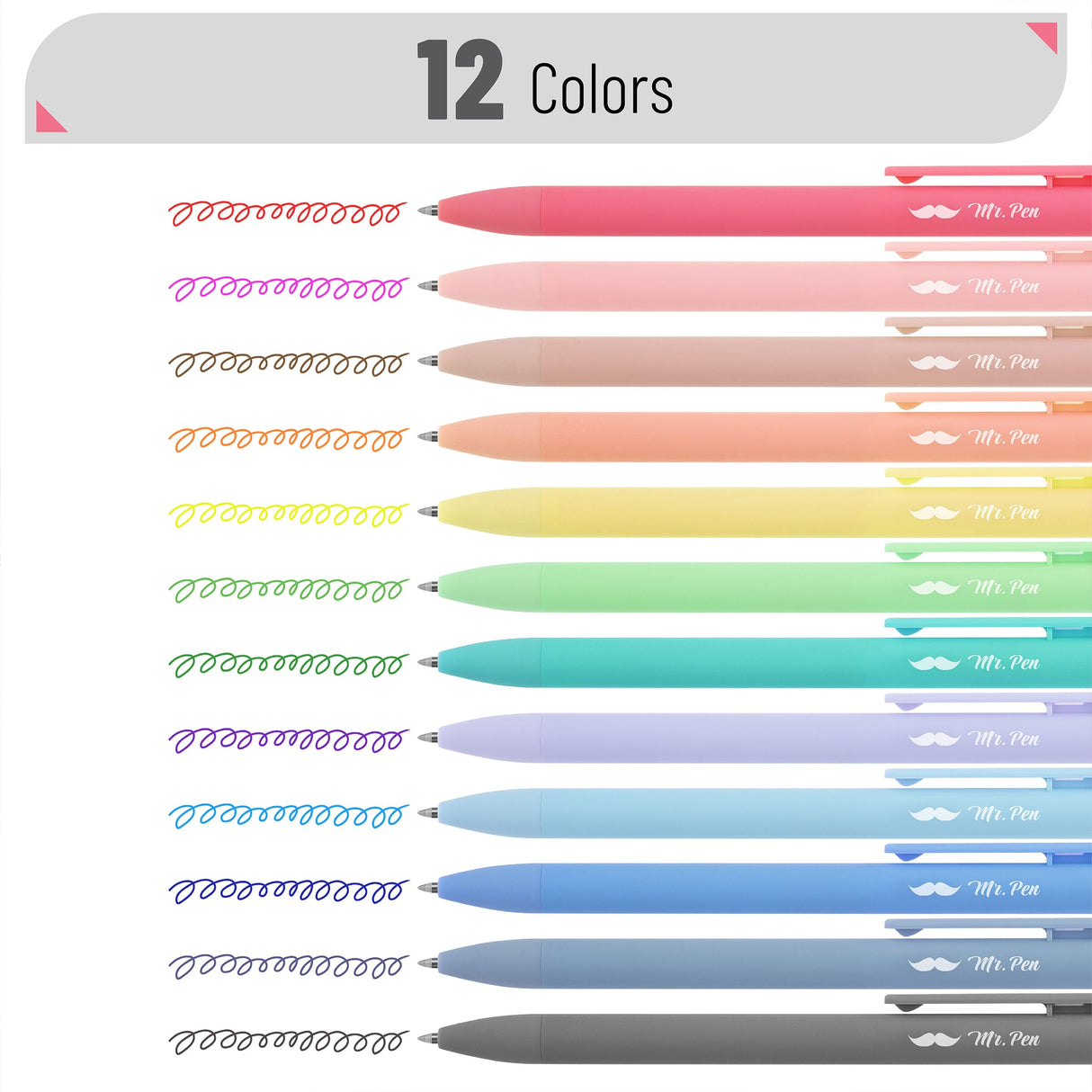 Mr. Pen- Retractable Gel Pens, 12 Pack, Fast Dry, Gel Pens Fine Point 0.7mm, Retractable Pens, Cute Pens, Gel Ink Pens, Aesthetic Pens for Mr. Pen