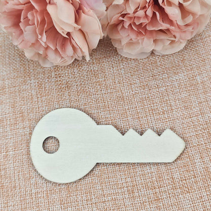 Creaides 20pcs Key Wood Crafts Cutouts Blank Wooden Key Shaped Hanging Ornaments Gift Tags Perfect for Wedding Birthday Christmas Party Home