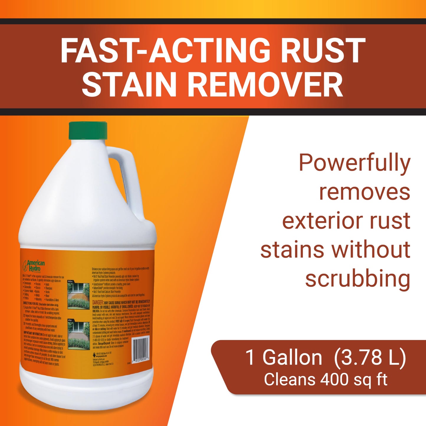 American Hydro Systems 2662 Rid O Liquid Rust Stain Remover, 1-Gallon Bottle, 128 Fl Oz (Pack of 1) - WoodArtSupply