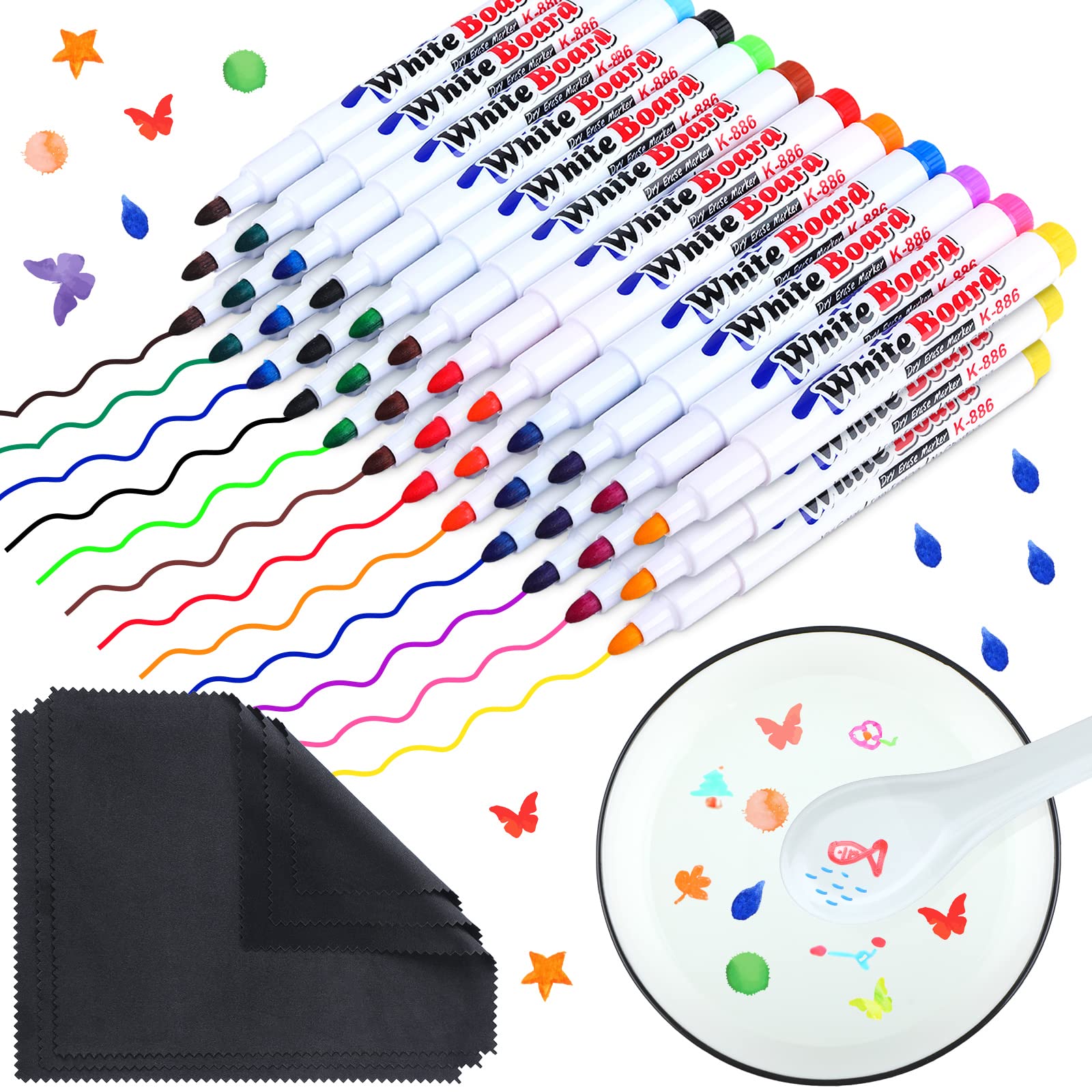 36 Pcs Magical Water Painting Pen with Spoon and Wipe, 12 Colors