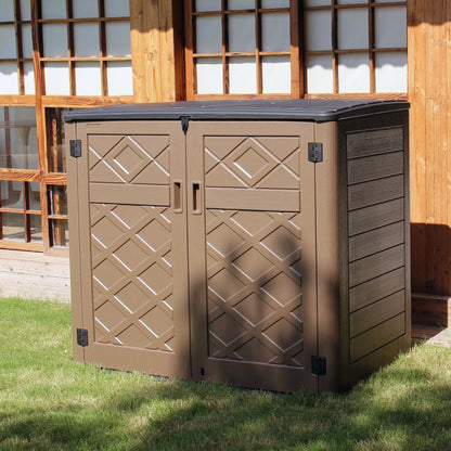 ADDOK Horizontal Large Outdoor Storage Sheds, Resin Patio Outdoor Storage Cabinet for Patio Furniture,Grill, Pool Toys and Gardening Tools. - WoodArtSupply