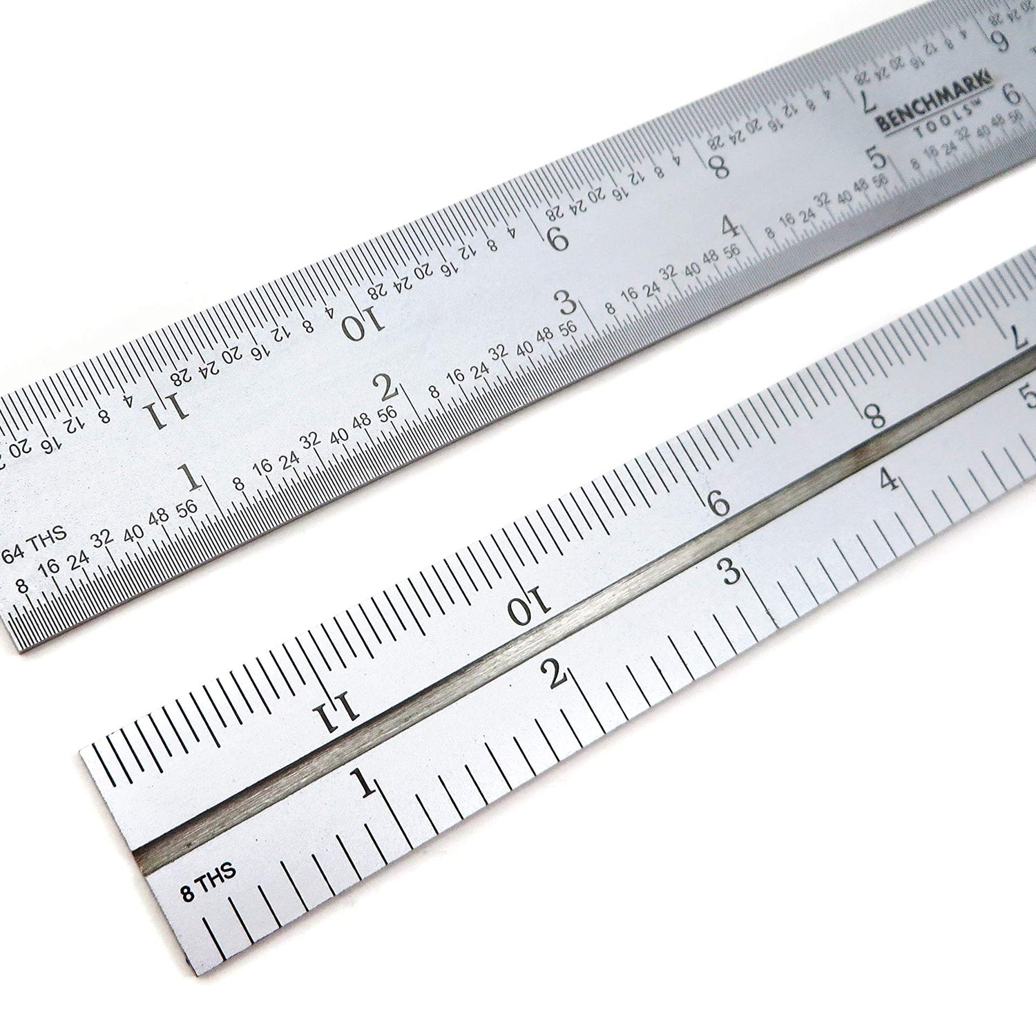 Benchmark Tools 466477 24 inch Combination Square Blade Ruler 4R Markings 1/8, 1/16, 1/32, 1/64 Stainless Steel Non-Glare Satin Chrome Finish Benchmark Tools