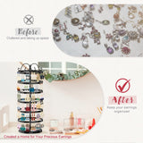 iDavosic.ly 6 Tier Metal Rotating Earring Holder Organizer, 264 Holes Earring Storage Display Tower Rack, Adjustable Earring Tree Organizer for Women iDavosic.ly