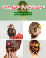 Taiyin 2 Pcs Mushroom Hair Stick Christmas Hair Sticks for Long Hair Chinese Hair Chopsticks for Women Girl Hair Sticks for Buns Cute Print Hair Taiyin