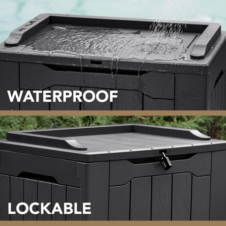 Devoko 30 Gallon Resin Deck Box Outdoor Indoor Waterproof Storage Box for Patio Pool Accessories Storage for Toys Cushion Garden Tools (30 Gallon, Devoko