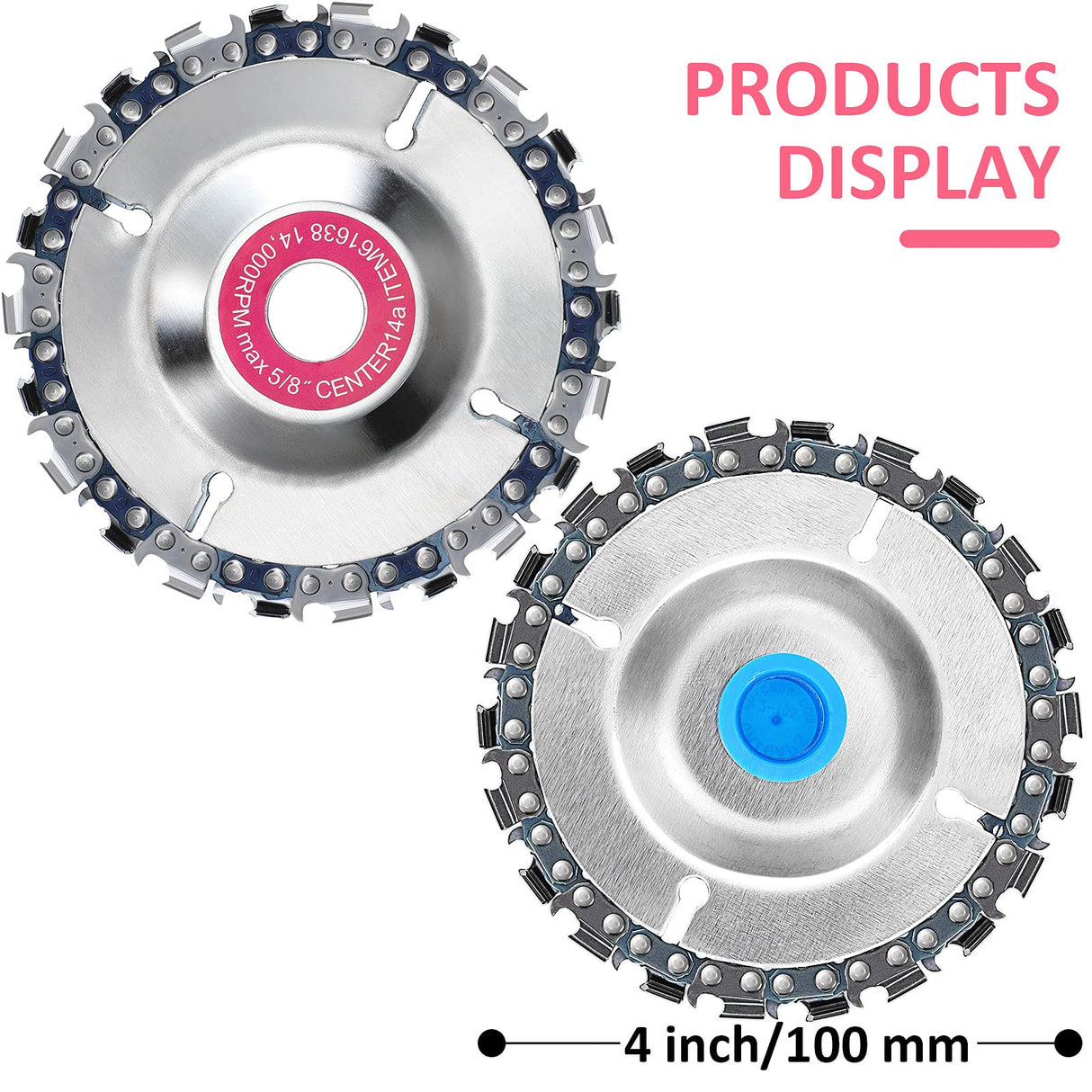 3 Pieces 5/8 Inch Wood Carving Chain Disc 4 Inch 22 Teeth Saw Blade Grinder Wood Carving Disc for 4 Inch/ 4-1/2 Inch Angle Grinder Grinding Shaping Honoson