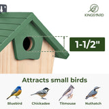 Kingsyard Wooden Bluebird House, Bird House with Predator Guard, Nesting Box Birdhouse for Outside Wild Bird Watching, Green Kingsyard