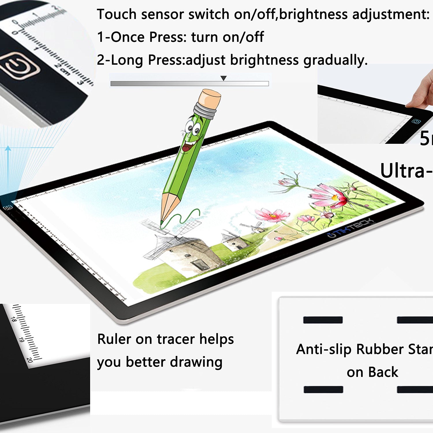 A4 Ultra-Thin Portable LED tracing Light Box Dimmable Brightness LED Art Tracing Pad for Artist Drawing Sketching Animation Stencilling and 5d tiktecklab