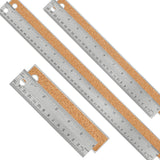 Metal Ruler:[6+12+18 Inch] Stainless Steel Metal Ruler with Cork Backing Non-Slip Rulers with Inch and Centimeters Metal Ruler 6 Inch 12 Inch 18inch Btanadi