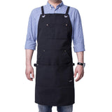 Life Flavor Heavy Duty Canvas Work Apron,Tool Pockets, Back Straps Adjustable（black） Life Flavor