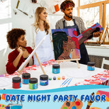 Yeaqee 13 Pcs Sip and Paint Kit Valentines Couple Painting Kit Supplies Canvas Painting Art Painting Set Pre Drawn Stretch Canvas Kit for Couple Date Yeaqee