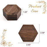 Yoption Wooden Ring Box, Handcrafted Walnut Wood Engraved Hexagon Ring Holder, Mr and Mrs Ring Box for Wedding Ceremony Anniversary Proposal Bearer Yoption