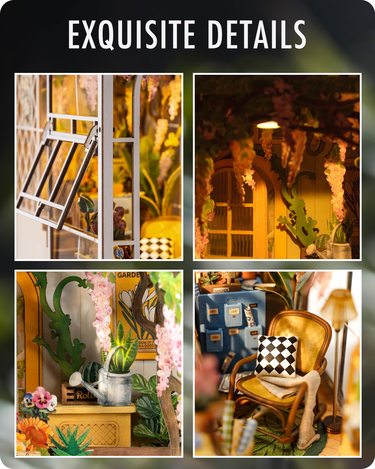 Rolife DIY Book Nook Kit Garden House, DIY Miniature Booknook Kit 3D Creative Decorative Bookend Bookshelf Insert 3D Puzzle for Adults, Rolife