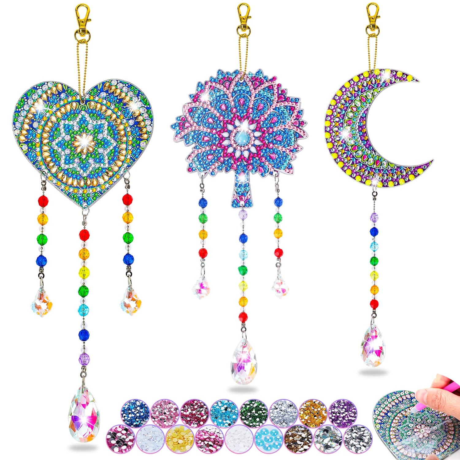 Gift for 6-7-8-9-10 Yeal Old Girls Boys: Arts and Crafts for Kids Age 6-8-10-12 Diamond Art Wind Chimes Kit for Girl Toys Age 5-11 Present Sun Anofty