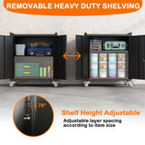 Metal Storage Cabinet with Wheels,Garage Storage Cabinet with Adjustable Shelves and Doors and Lock,Sturdy and Durable Heavy Duty Utility Storage KILISTEELS