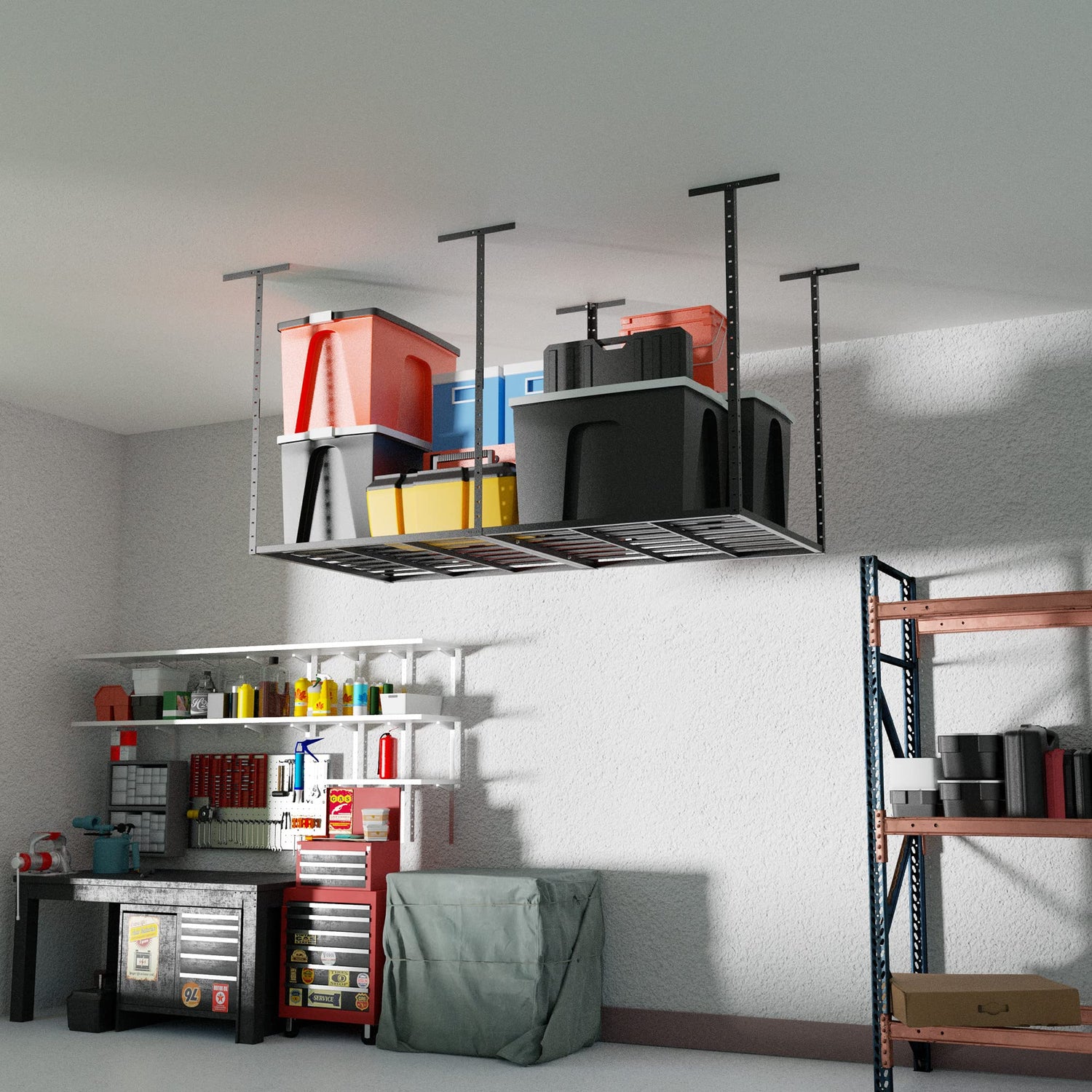 SunsGrove 3x6 Overhead Garage Storage Rack, 750LBS Adjustable Ceiling Mounted Storage Racks Heavy Duty, Hanging Garage Storage, 36 in. W x 72 in. L x SunsGrove