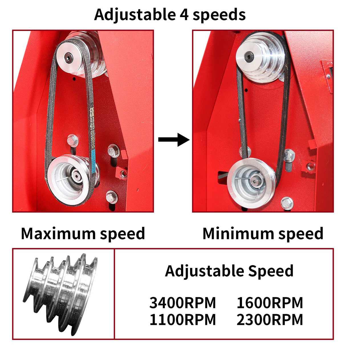 HAowosi Upgraded Wood Lathe 14" x 40", Power Wood Turning Lathe Adjustable 4 Speed 1100/1600/2300/3400RPM, Benchtop Mini Wood Lathe with 5 Chisels HAowosi