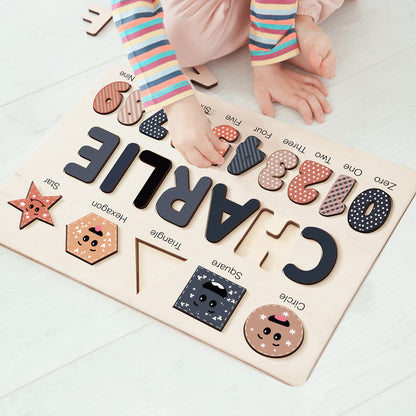 Boy and Girl Personalized Birthday Gift, Custom Handmade Name Puzzle with Animals, Gift for Kids, Christmas Gifts, Unique New Baby Gift - WoodArtSupply