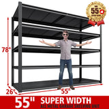 REIBII 55" W Garage Shelving, 3000LBS Garage Storage Shelves Heavy Duty Shelving Adjustable Metal Shelving Unit for Storage Rack Garage Shelves REIBII