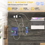 Aheaplus L Shaped Desk with Power Outlet, LED Strip & Storage Shelf for Gaming and Home Office Aheaplus