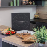Charcuterie Cheese Board and Platter Set - Made from Acacia Wood - US Patented 13 inch Cheese Cutting Board and Knife for Entertaining and Serving - ChefSofi