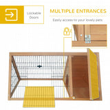 PawHut Outdoor Triangular Wooden Bunny Rabbit Hutch/Guinea Pig House with Run PawHut