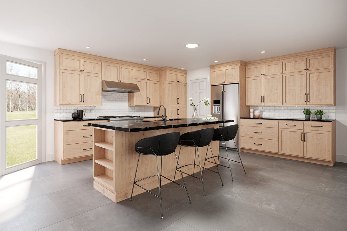 Quicklock RTA (Ready-to-Assemble) 30" Tall Wall Kitchen Cabinets - Shaker Style | 100% Hardwood | Made in America | Soft Close Hardware (Raw Maple, Quicklock Cabinets