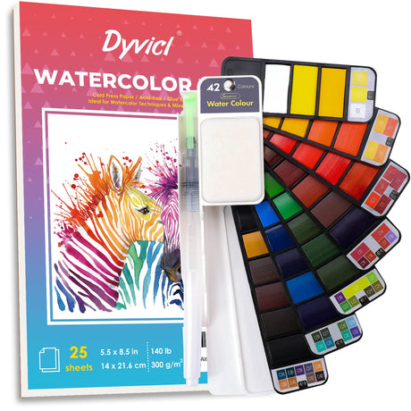 Dyvicl Watercolors 42 Colors and Watercolor Paper Pad Dyvicl