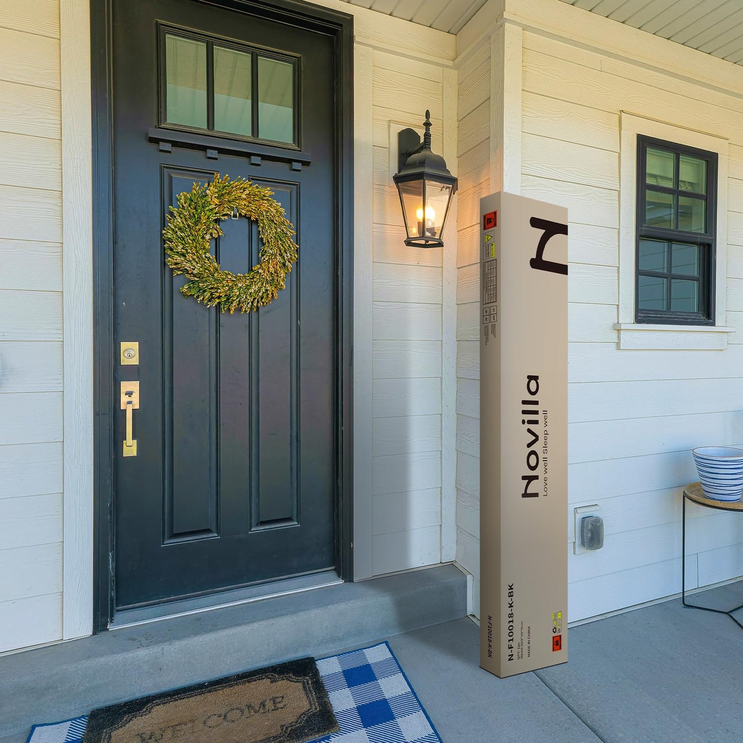 Novilla Black Metal Platform Bed Frame with Wooden Slat Support - Full Size, Easy Assembly Novilla